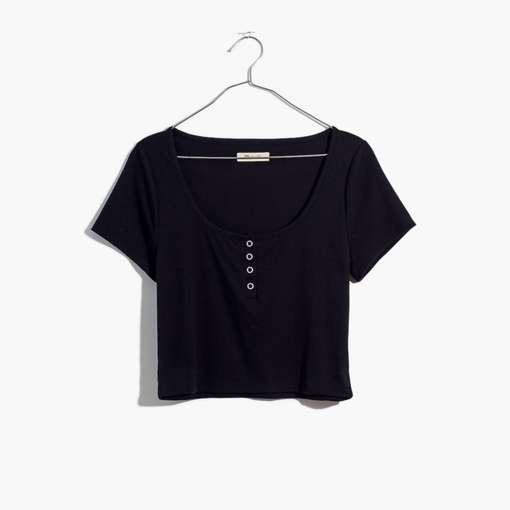 Madewell Ribbed Henley High-Crop Tee